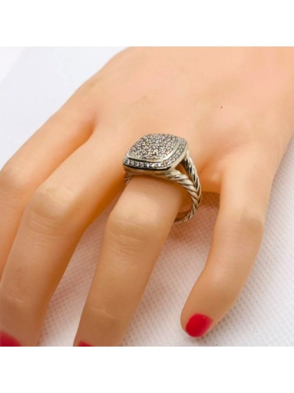 David Yurman Albion Pave Diamond Ring Size 6.25 14.5mm - Picture 5 of 12